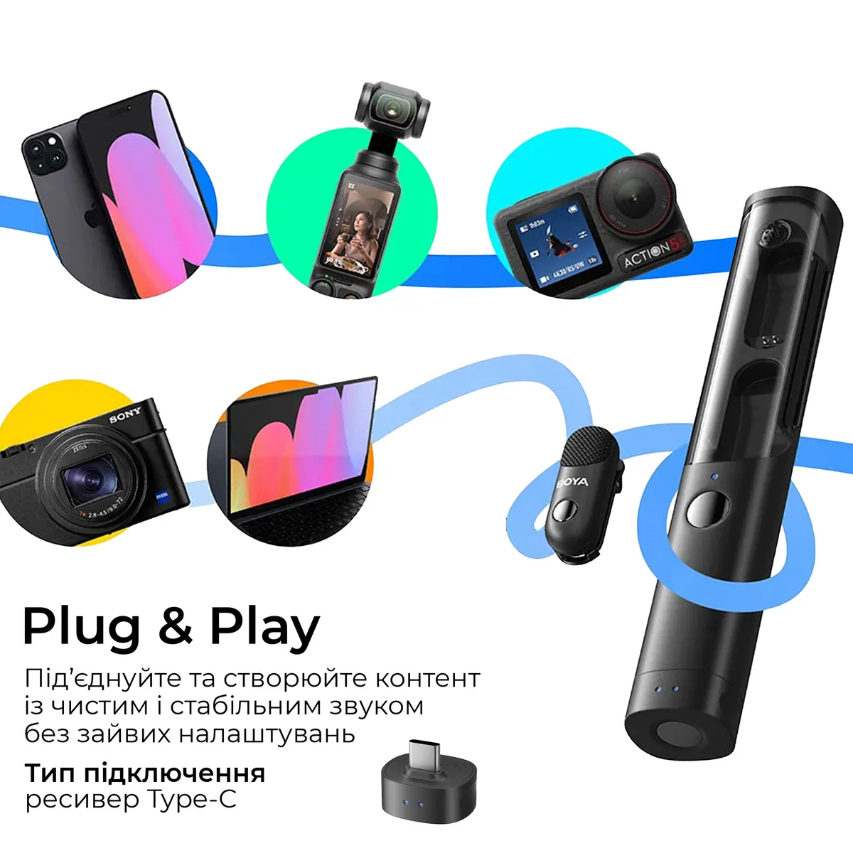 Мікрофон BOYA Magic-05 Type-C Black - мініатюра 3