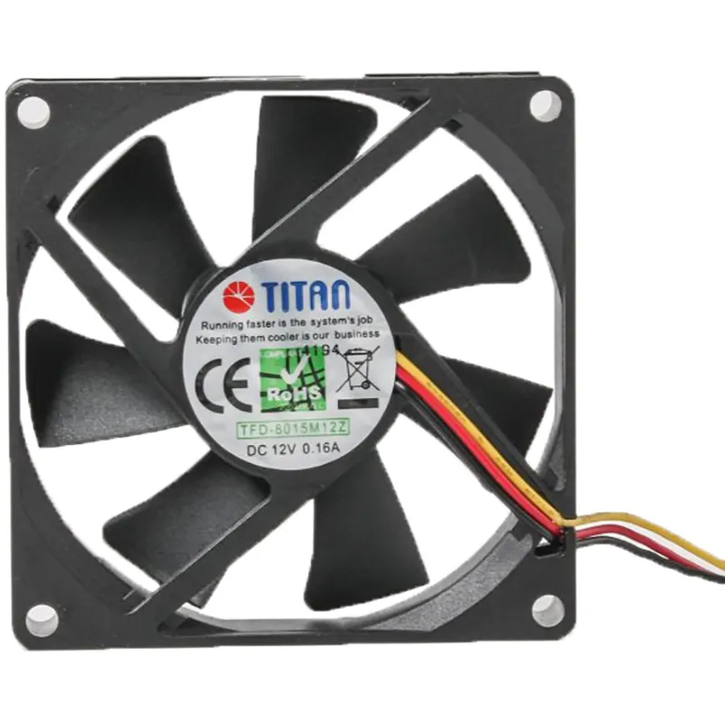 Вентилятор Titan TFD-8015 M 12 Z, 80х80х15мм, 3-pin, чорний - зображення 1