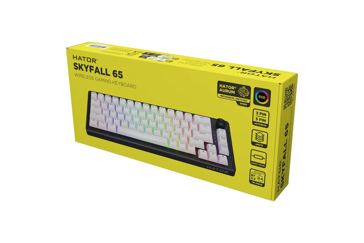 Клавіатура бездротова Hator Skyfall 65 Wireless Black-White (HTK3160UA) - мініатюра 7