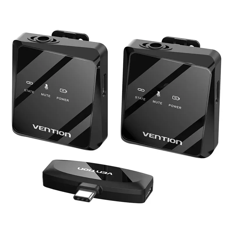 Мікрофон Vention USB Type-C 2-Pack Wireless Lavalier Black (NCBB0) - мініатюра 10