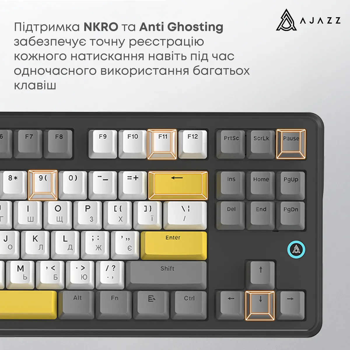 Клавіатура Ajazz AK870 V2 Flying Fish Switch Black USB-C (AK870-V2-FF-BGY) - мініатюра 11