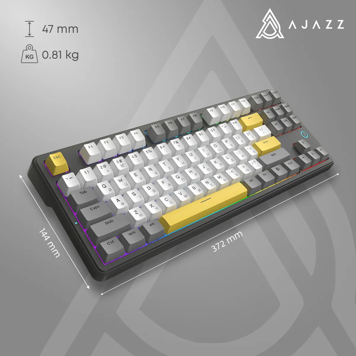 Клавіатура Ajazz AK870 V2 Flying Fish Switch Black USB-C (AK870-V2-FF-BGY) - мініатюра 13