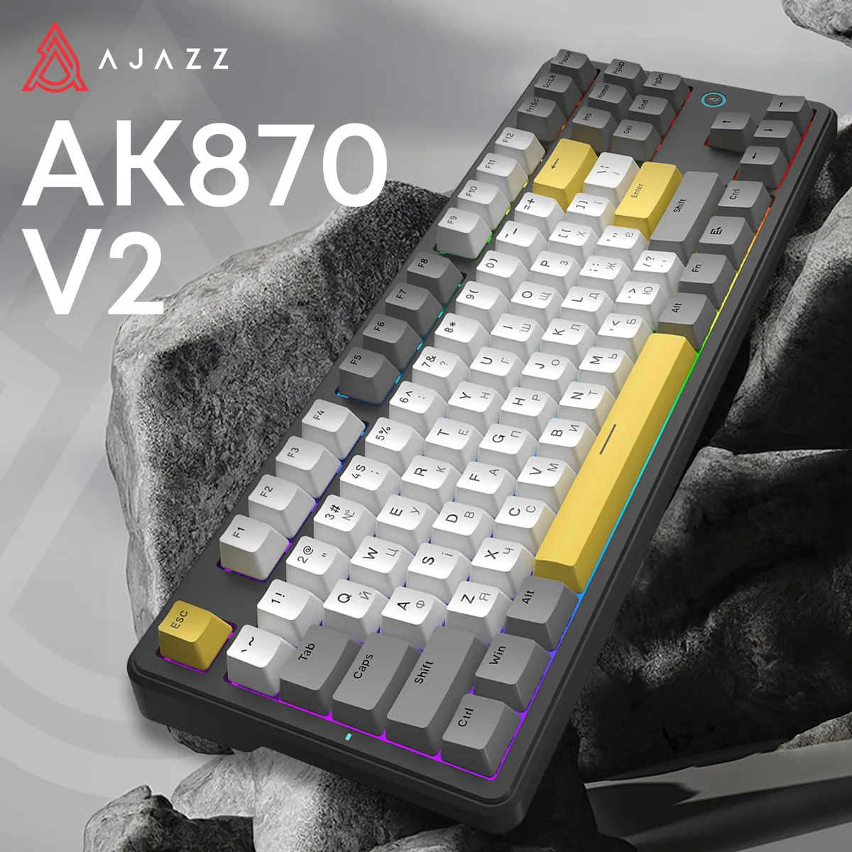 Клавіатура Ajazz AK870 V2 Flying Fish Switch Black USB-C (AK870-V2-FF-BGY) - мініатюра 6