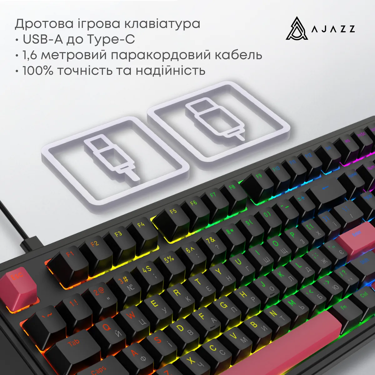 Клавіатура Ajazz AK980 Red Switch Black USB-C (AK980-R-BR) - мініатюра 7
