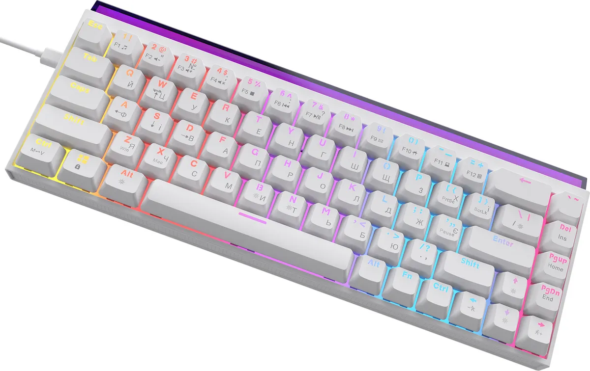 Клавіатура Ajazz NK68 Red Switch White USB-C (NK68-R-W) - мініатюра 4