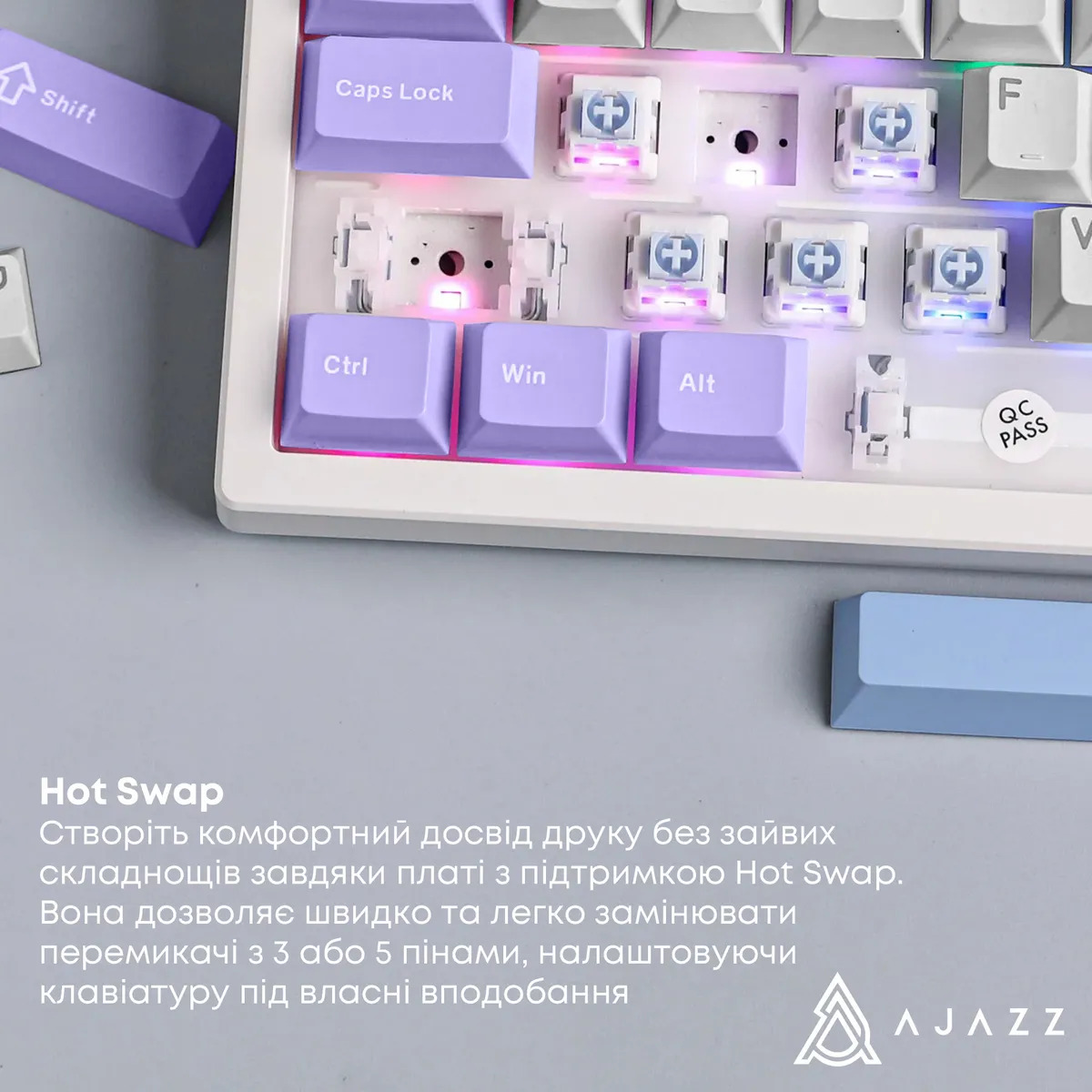 Клавіатура бездротова Ajazz AK980 V2 Gift Switch V2 White (AK980-V2-G-PWB) - мініатюра 12