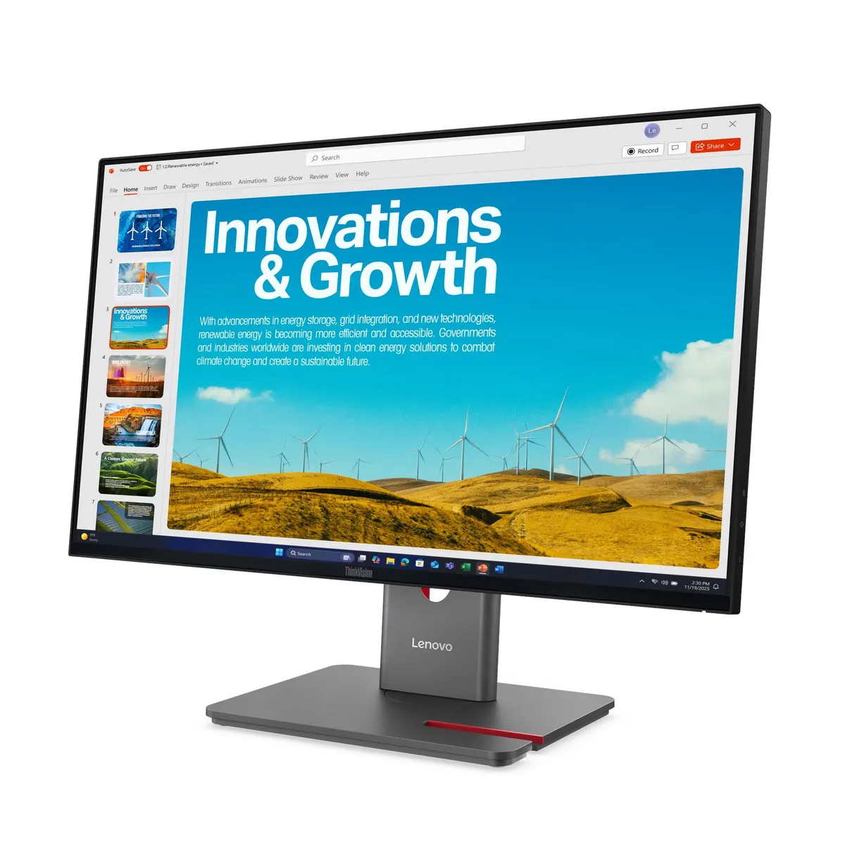 Монiтор Lenovo 23.8" ThinkVision P24QD-40 (64B1GAT1UA) IPS Black 120Hz - мініатюра 2