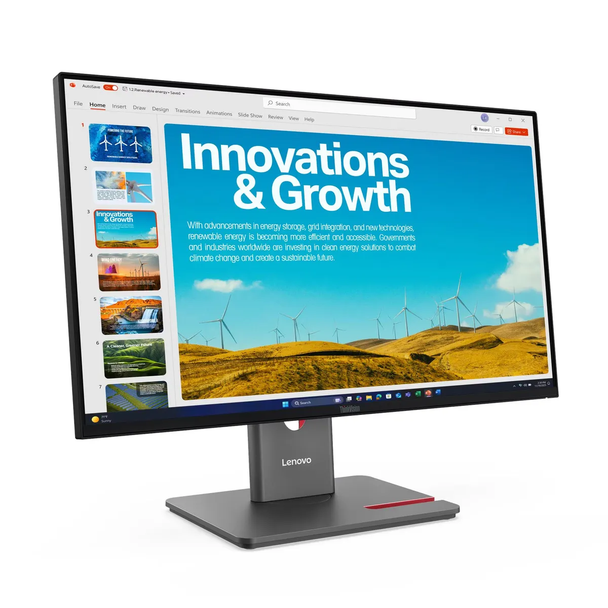 Монiтор Lenovo 23.8" ThinkVision P24QD-40 (64B1GAT1UA) IPS Black 120Hz - мініатюра 4