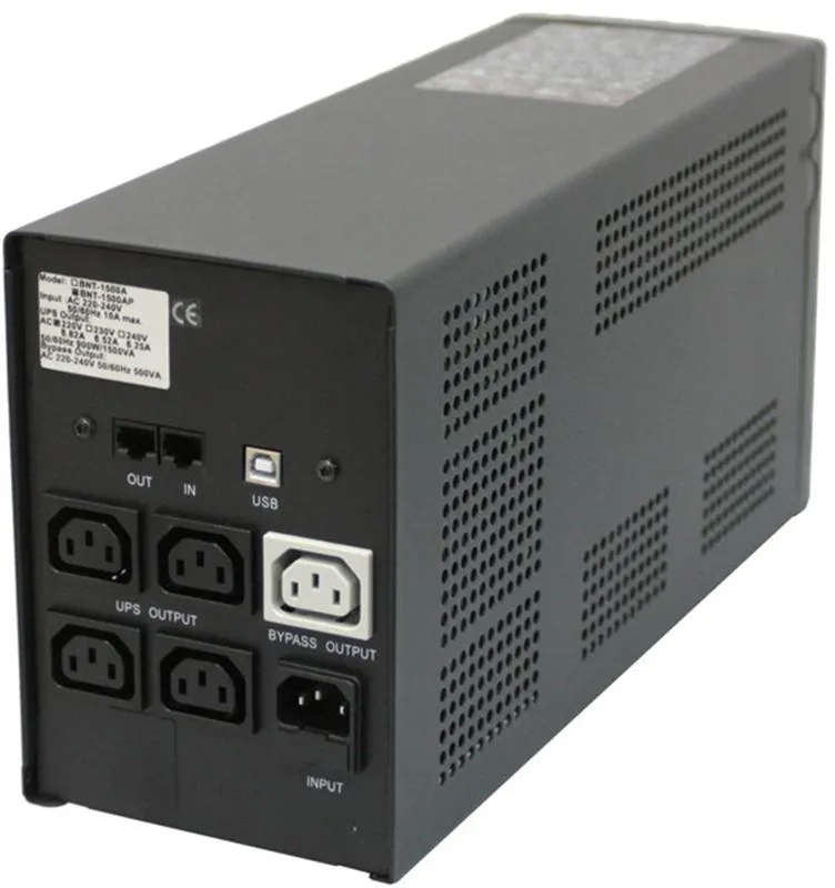 Джерело безперебійного живлення Powercom BNT-2000AP, Lin.int., AVR, 5 x IEC, USB, RJ-45, металл (00210120) - зображення 1