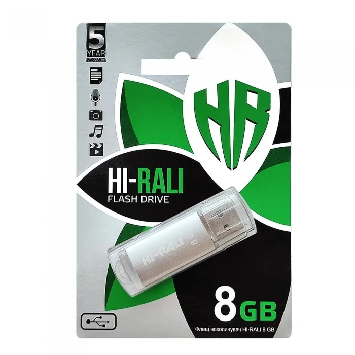 Флеш-накопичувач USB 8GB Hi-Rali Rocket Series Silver (HI-8GBVCSL) - мініатюра 2