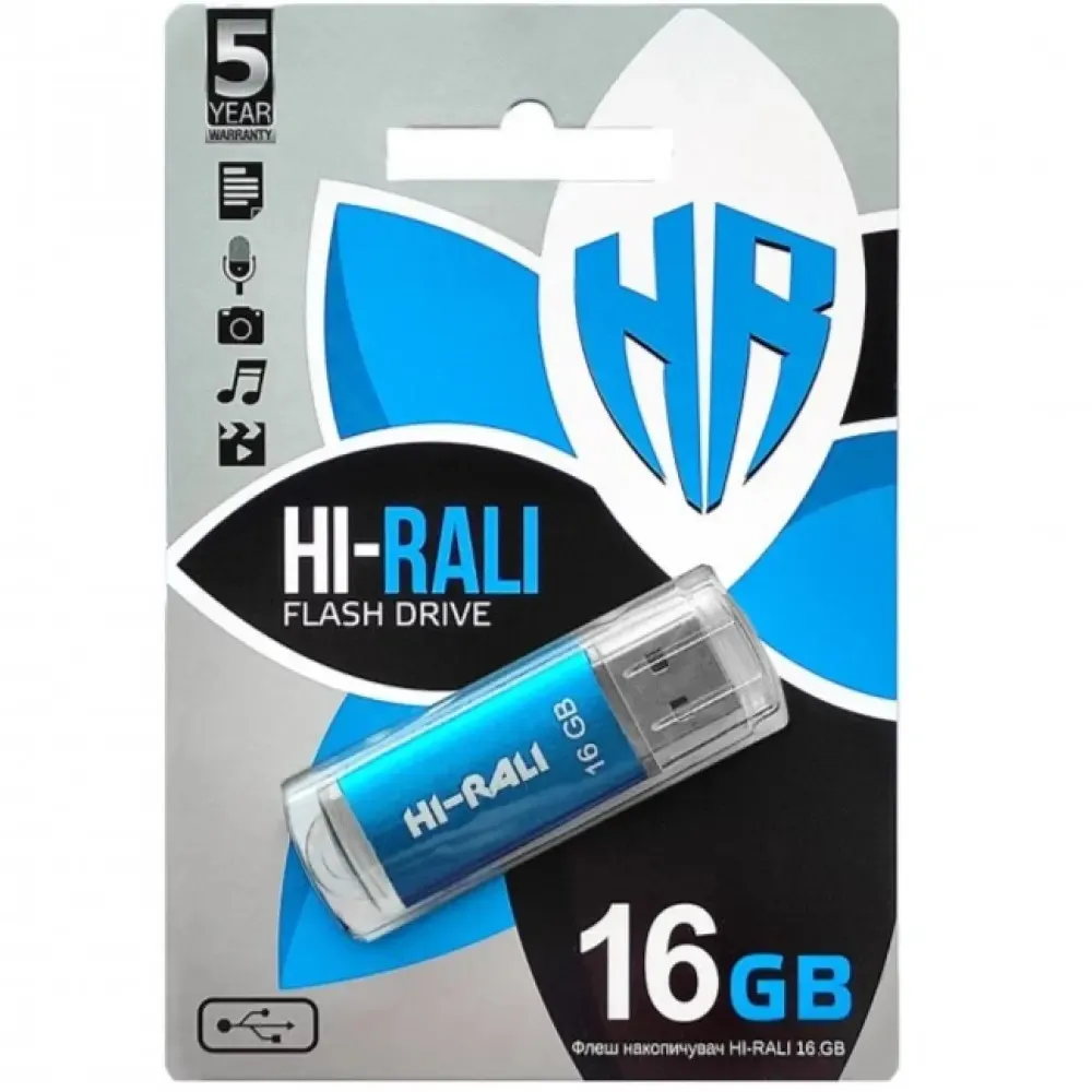 Флеш-накопичувач USB 16GB Hi-Rali Rocket Series Blue (HI-16GBVCBL) - мініатюра 2