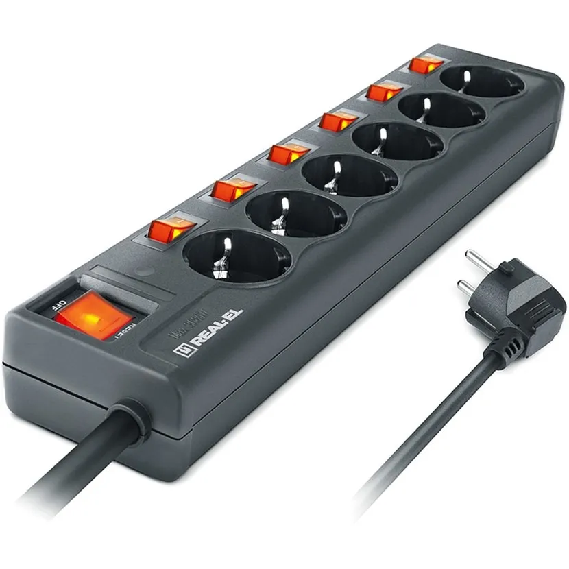 Фільтр живлення REAL-EL RS-6 Extra 1.8 м чорний - мініатюра 2