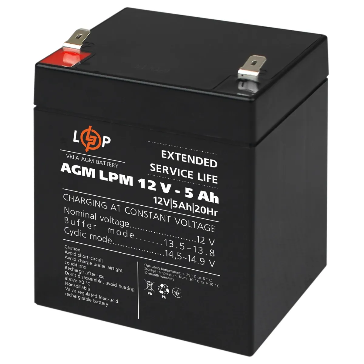 Акумуляторна батарея LogicPower 12V 5AH (LPM 12 - 5.0 AH) AGM - зображення 1