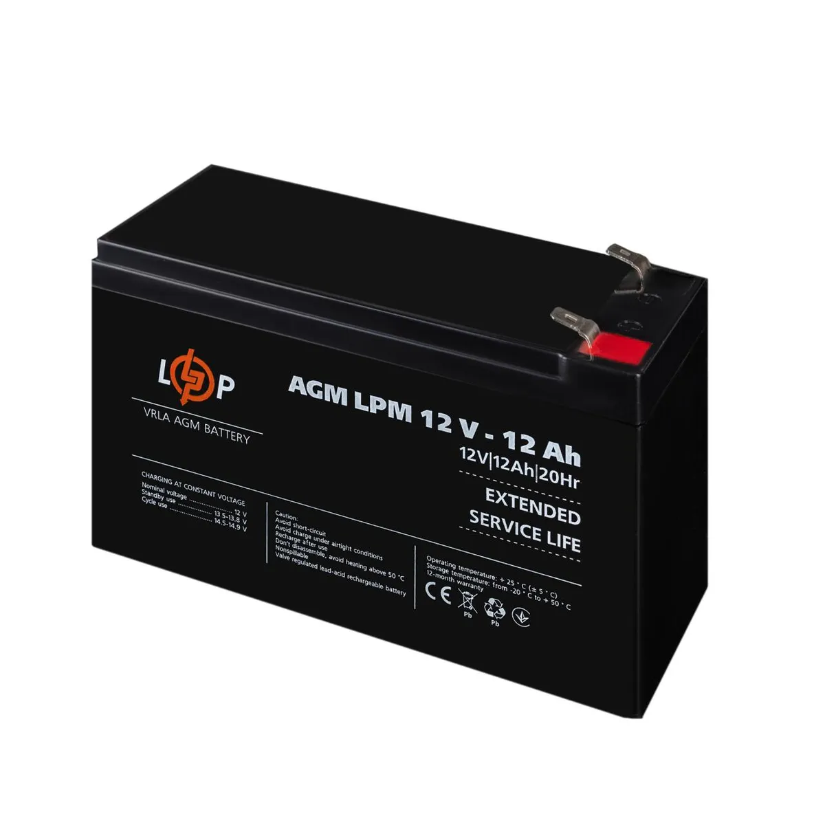 Акумуляторна батарея LogicPower LPM 12V 12AH (LPM 12 - 12 AH) AGM - мініатюра 4