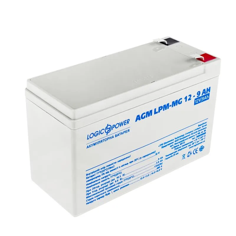Акумуляторна батарея LogicPower 12V 9AH (LPM-MG 12 - 9 AH) AGM мультигель  - мініатюра 2