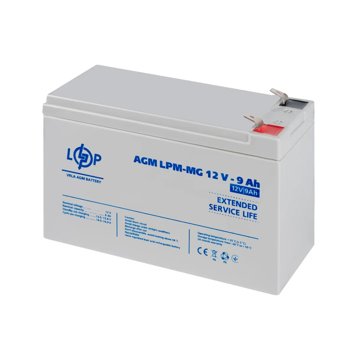 Акумуляторна батарея LogicPower 12V 9AH (LPM-MG 12 - 9 AH) AGM мультигель  - мініатюра 5