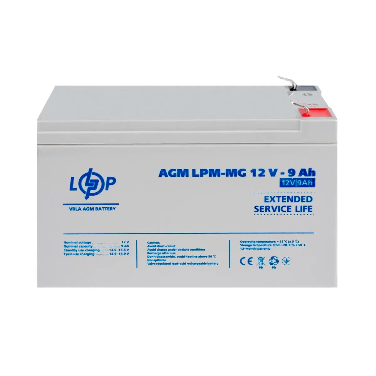 Акумуляторна батарея LogicPower 12V 9AH (LPM-MG 12 - 9 AH) AGM мультигель  - мініатюра 7