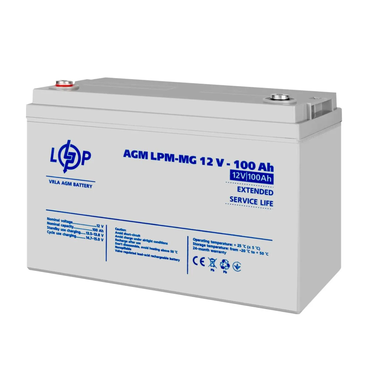 Акумуляторна батарея LogicPower 12V 100AH (LPM-MG 12 - 100 AH) AGM мультигель  - мініатюра 4