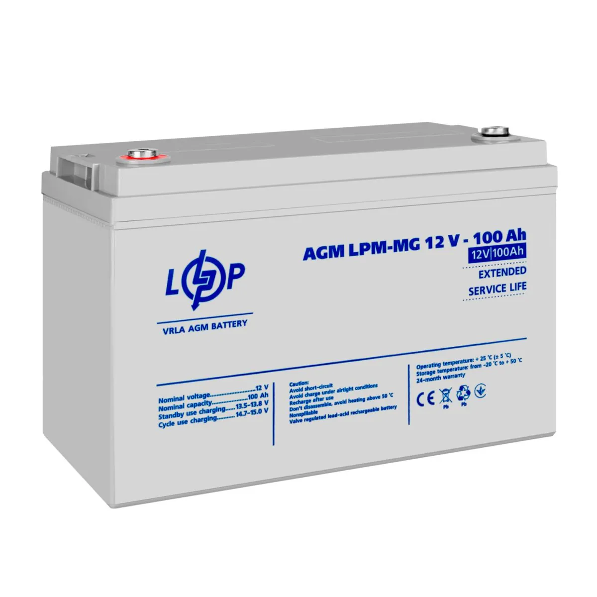 Акумуляторна батарея LogicPower 12V 100AH (LPM-MG 12 - 100 AH) AGM мультигель  - мініатюра 5