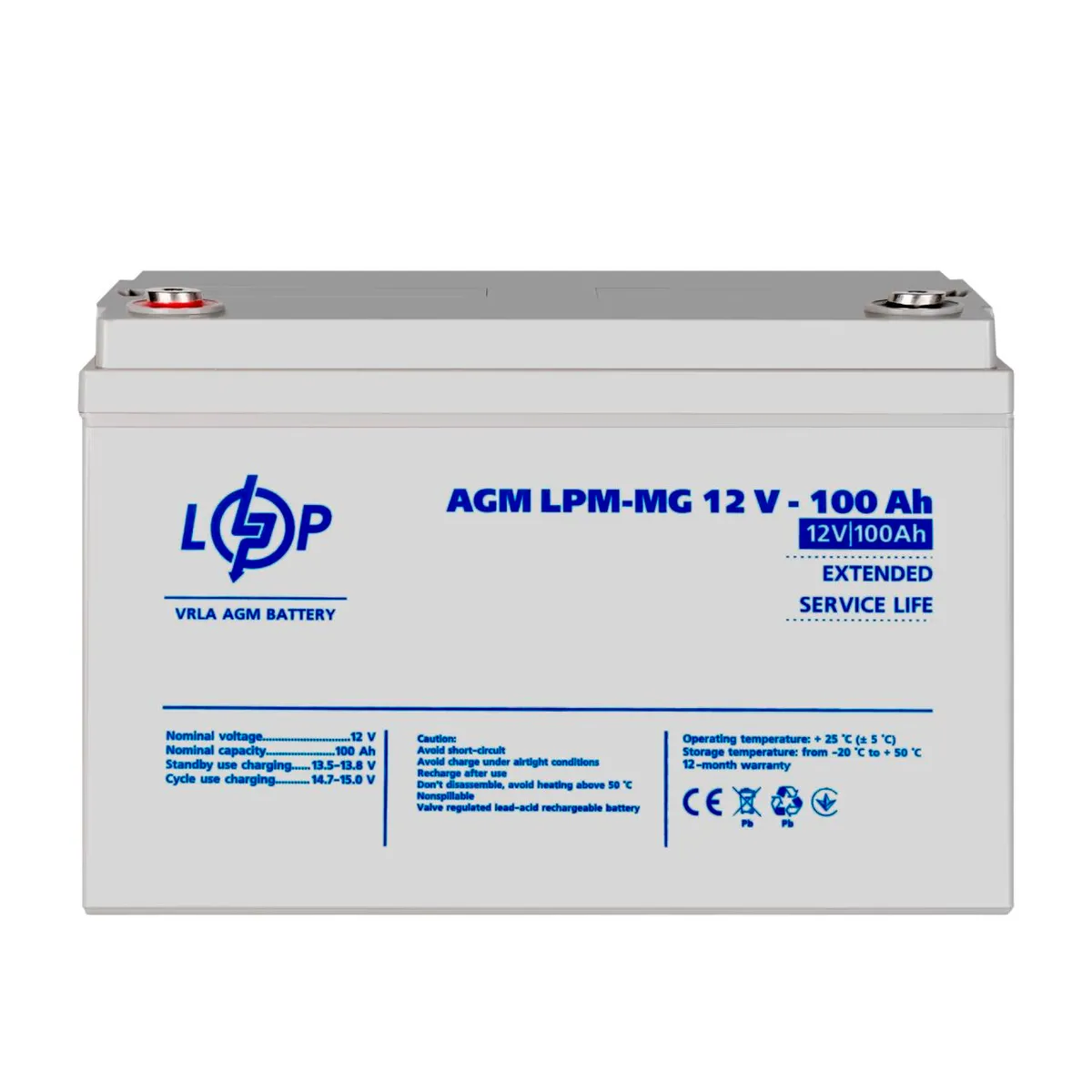 Акумуляторна батарея LogicPower 12V 100AH (LPM-MG 12 - 100 AH) AGM мультигель  - мініатюра 7