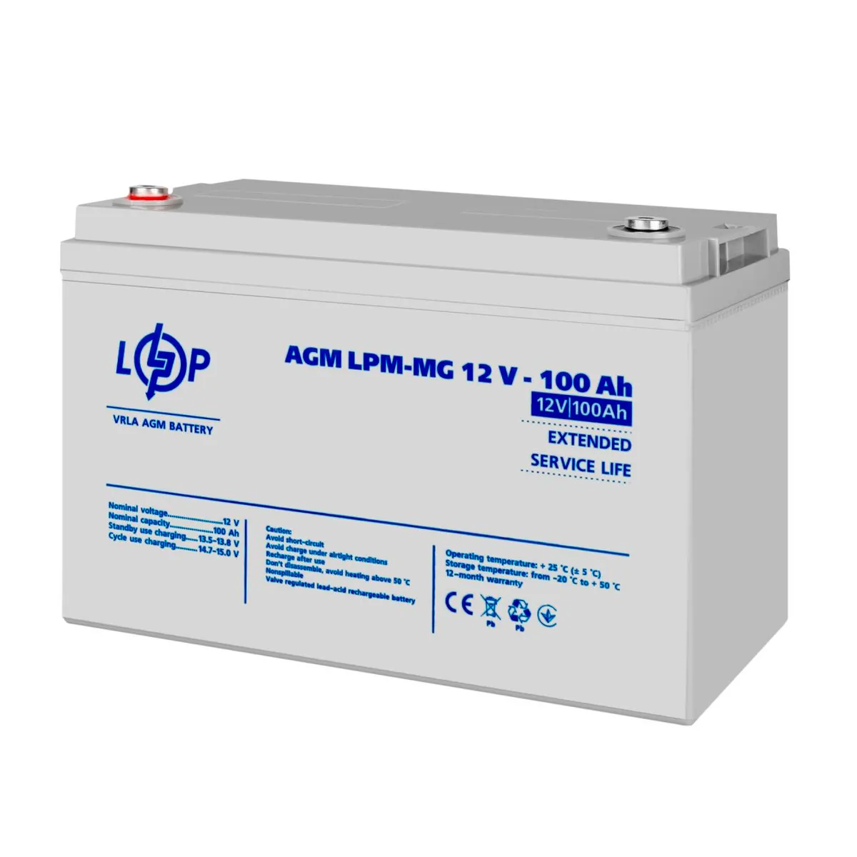 Акумуляторна батарея LogicPower 12V 100AH (LPM-MG 12 - 100 AH) AGM мультигель  - мініатюра 8
