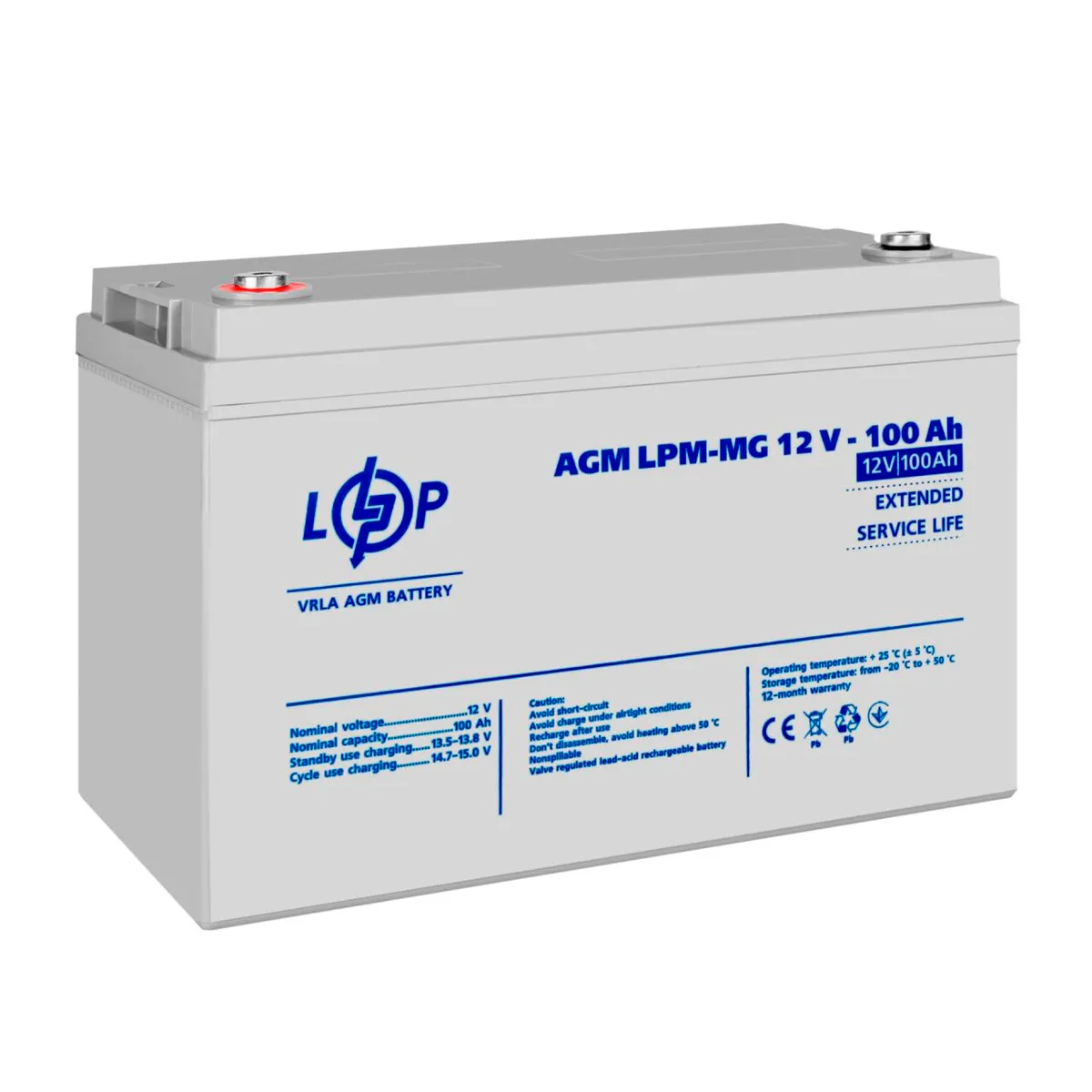 Акумуляторна батарея LogicPower 12V 100AH (LPM-MG 12 - 100 AH) AGM мультигель  - мініатюра 9