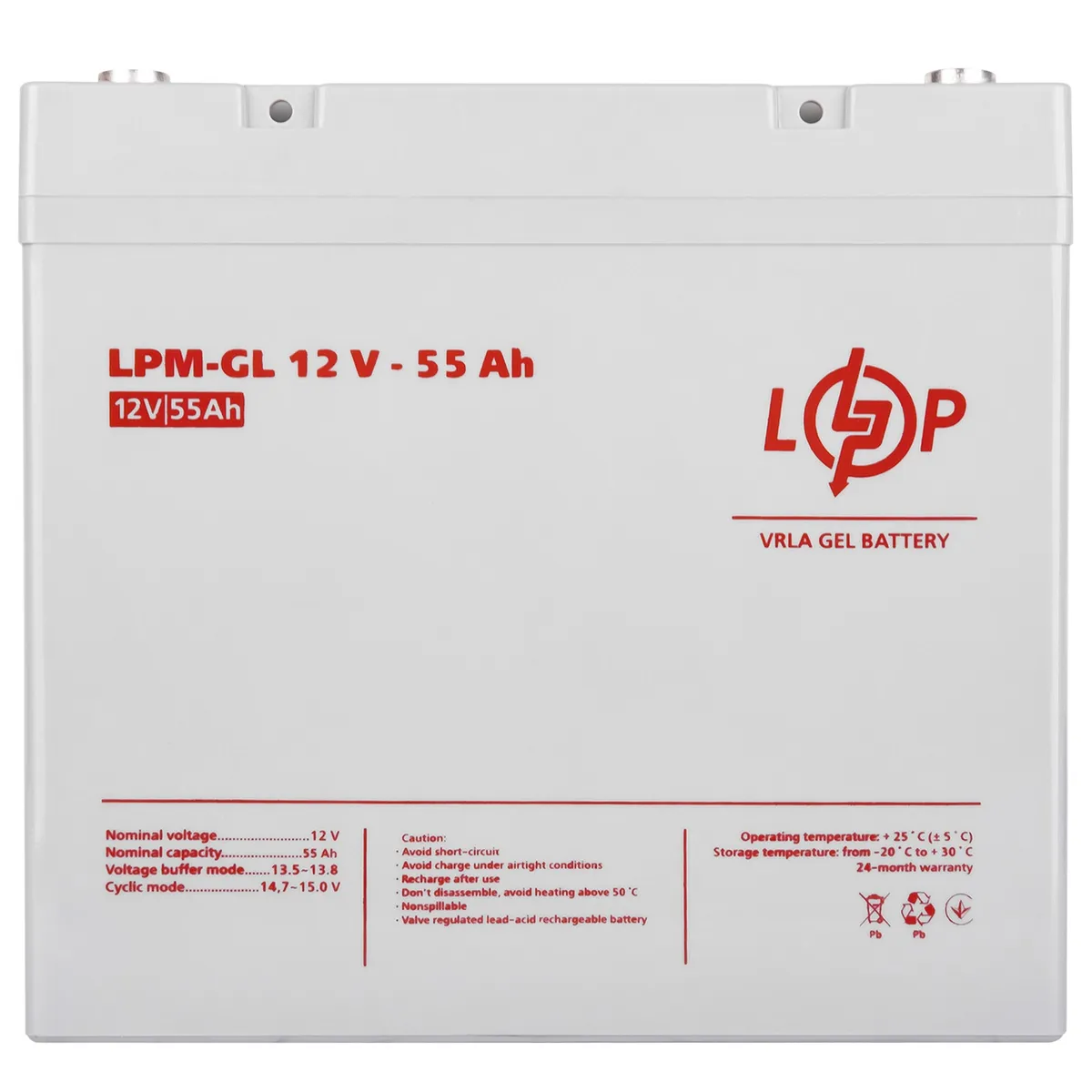Акумуляторна батарея LogicPower 12V 55AH (LPM-GL 12V - 55 AH) GEL - мініатюра 2
