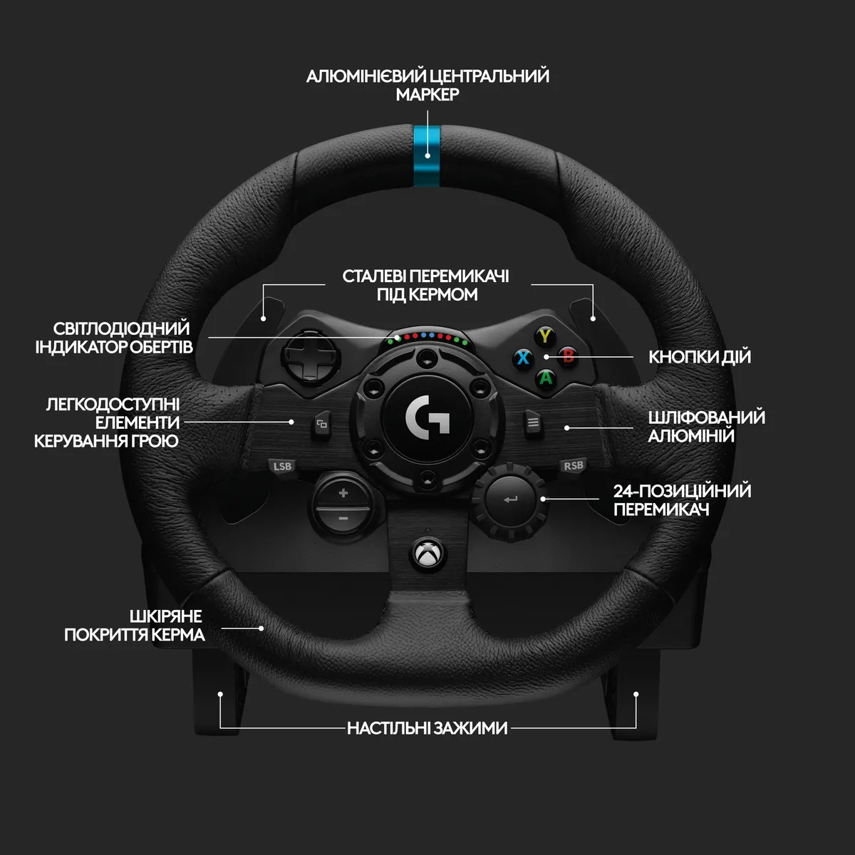Кермо Logitech G923 for Xbox One and PC Black (941-000158) - мініатюра 9