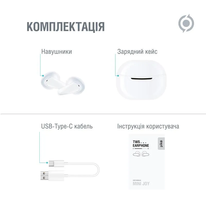 Bluetooth-гарнiтура Piko TWS-MiniJoy White (1283126583421) - мініатюра 8