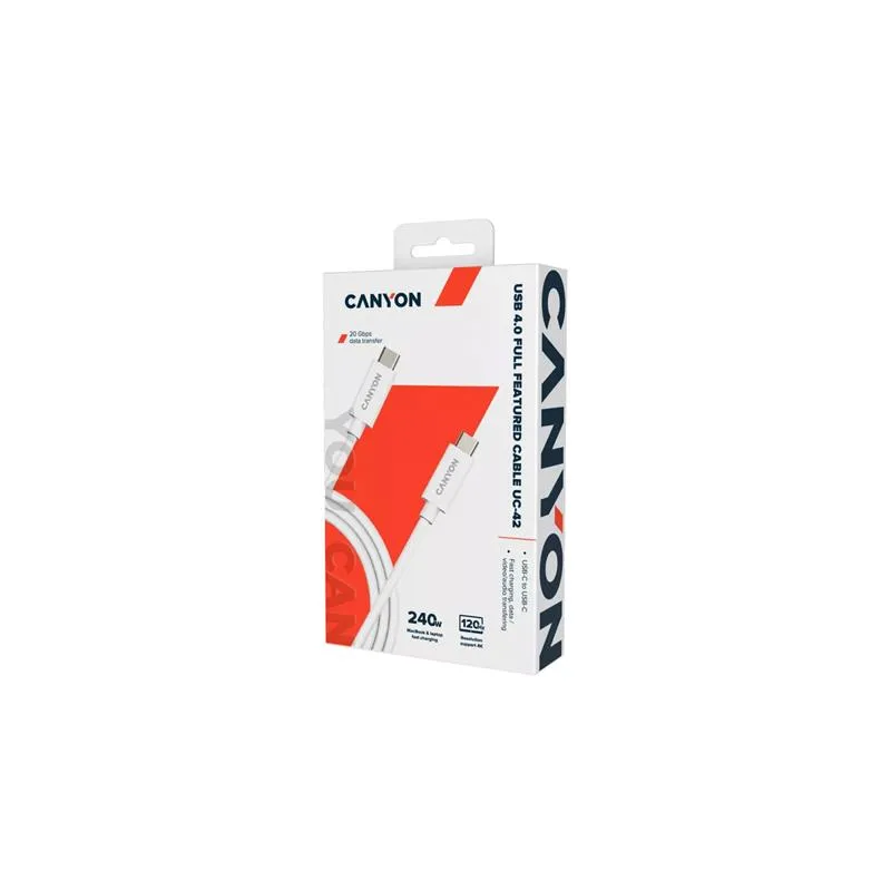 Кабель Canyon UC-42 USB Type-C - USB Type-C (M/M) 240W 2 м, White (CNS-USBC42W) - мініатюра 2