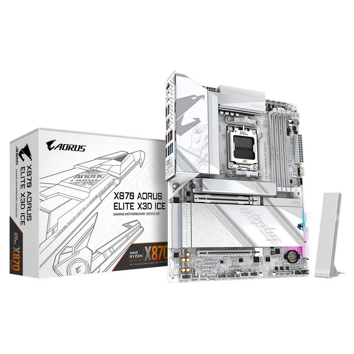 Материнська плата Gigabyte X870 Aorus Elite X3D Ice Socket AM5 - зображення 1
