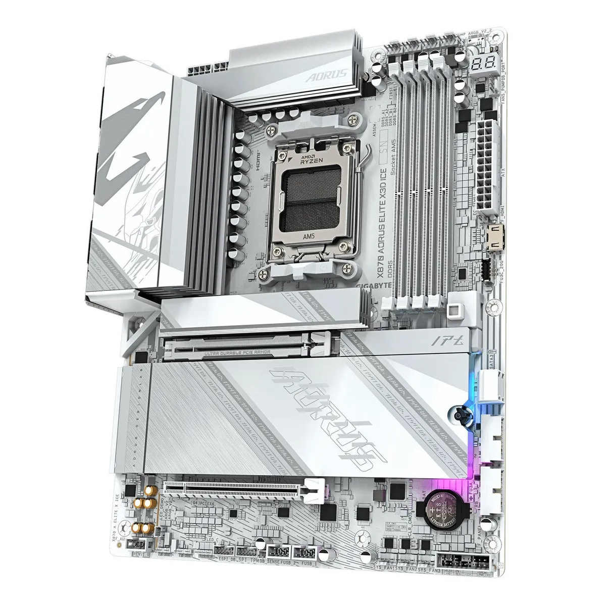 Материнська плата Gigabyte X870 Aorus Elite X3D Ice Socket AM5 - мініатюра 4