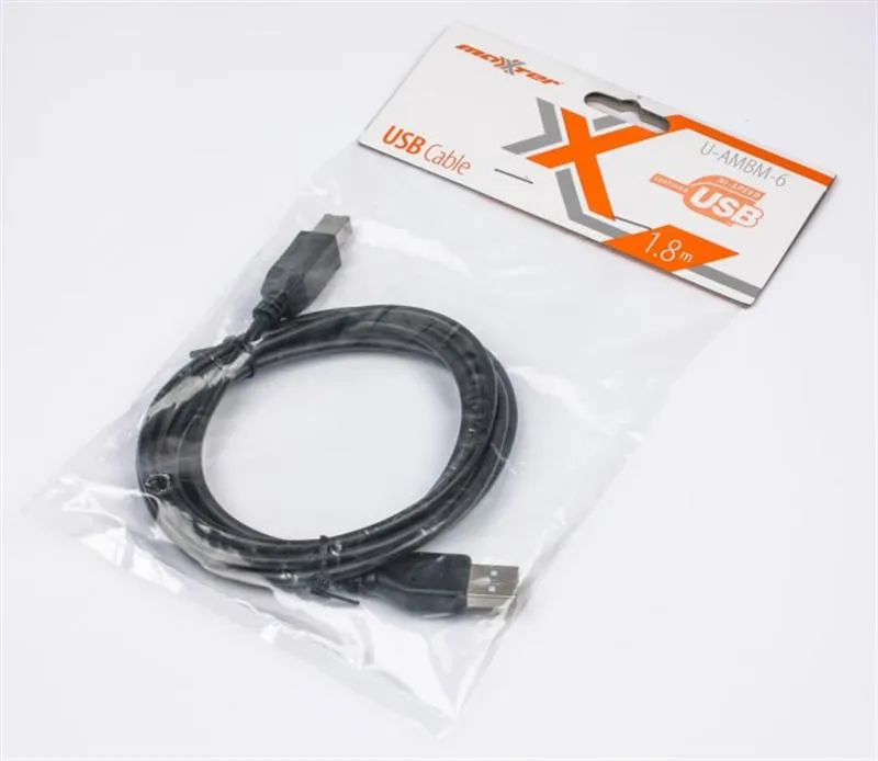 Кабель Maxxter (U-AMBM-6) USB 2.0 AM - USB 2.0 BM, 1.8м - мініатюра 2