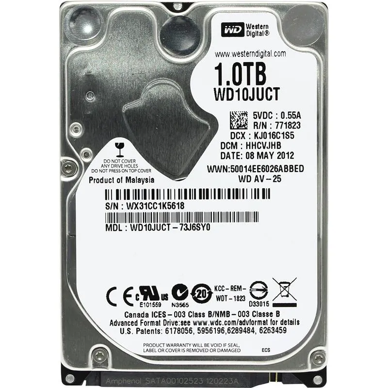 Накопичувач HDD 2.5" SATA 1.0TB WD AV-255400rpm 16MB (WD10JUCT) Refurbished - зображення 1
