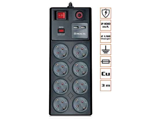 Фільтр живлення REAL-EL RS-8F - зображення 1