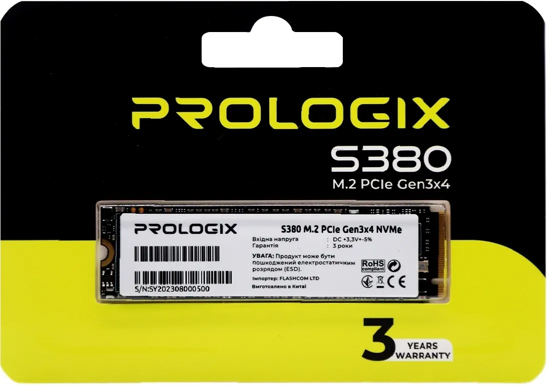 Накопичувач SSD  512GB Prologix S380 M.2 2280 PCIe 3.0 x4 NVMe 3D TLC (PRO512GS380)_Bulk - мініатюра 3