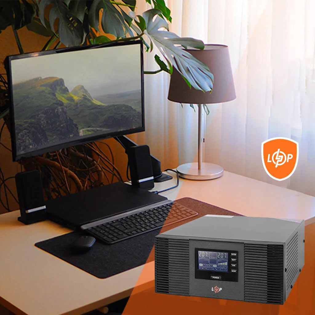 Джерело безперебійного живлення LogicPower LPM-PSW-1500VA (1050 Вт), Lin.int., AVR, 2 x евро, метал - мініатюра 10