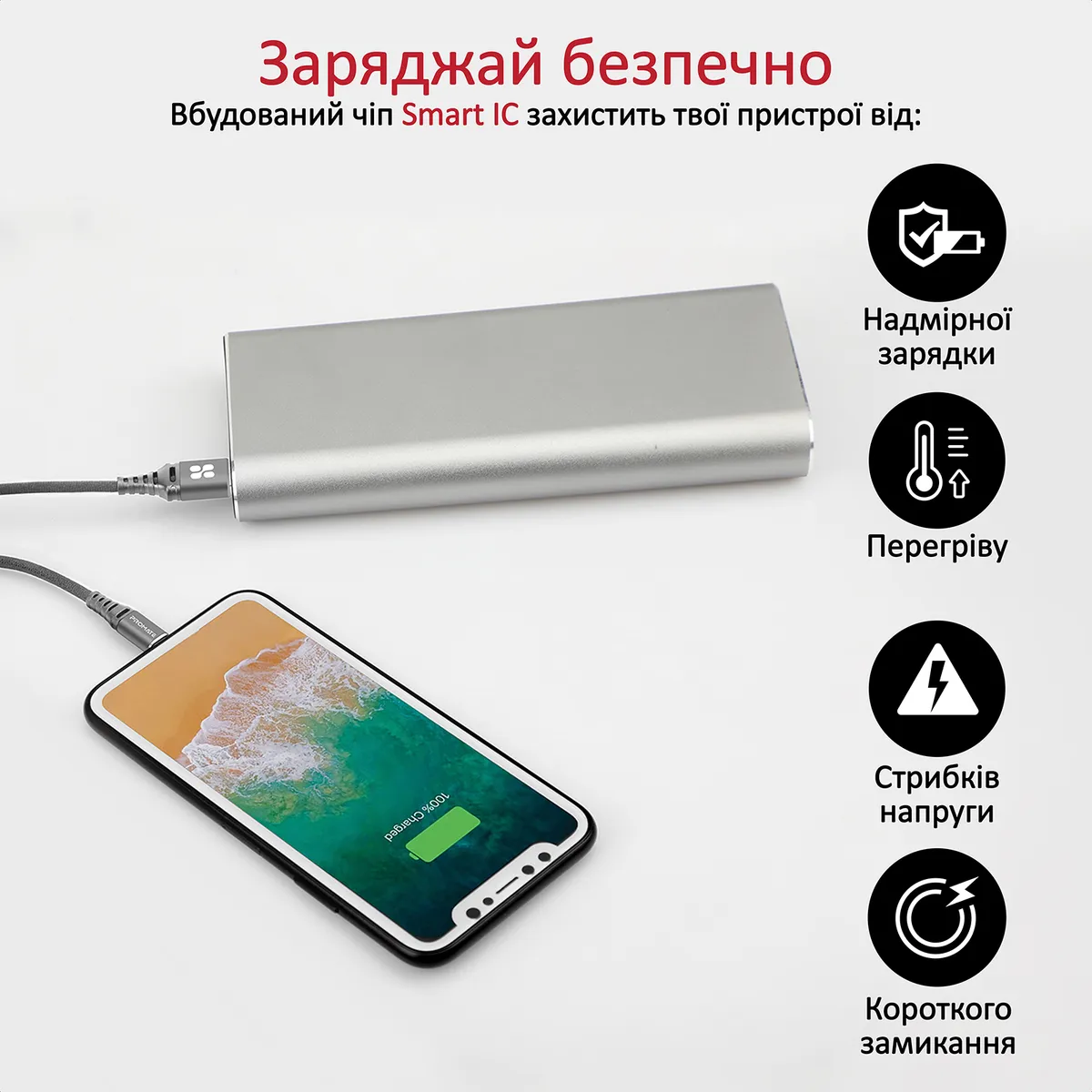Кабель Promate NerveLink-i USB - Lightning (M/M), 2.4 A, 1.2 м, Grey - мініатюра 5
