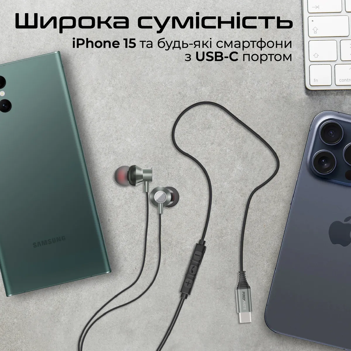 Гарнітура Promate Silken-C Grey - мініатюра 8