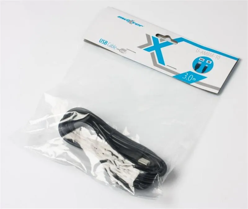 Кабель Maxxter USB - USB Type-B V 2.0 (M/M), 3 м, чорний (U-AMBM-10) - мініатюра 2