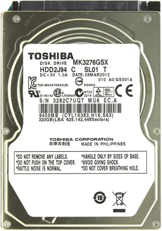 Накопичувач HDD 2.5" SATA 320GB Toshiba 5400rpm 8MB (MK3276GSX) гар. 12 мiс. Refurbished