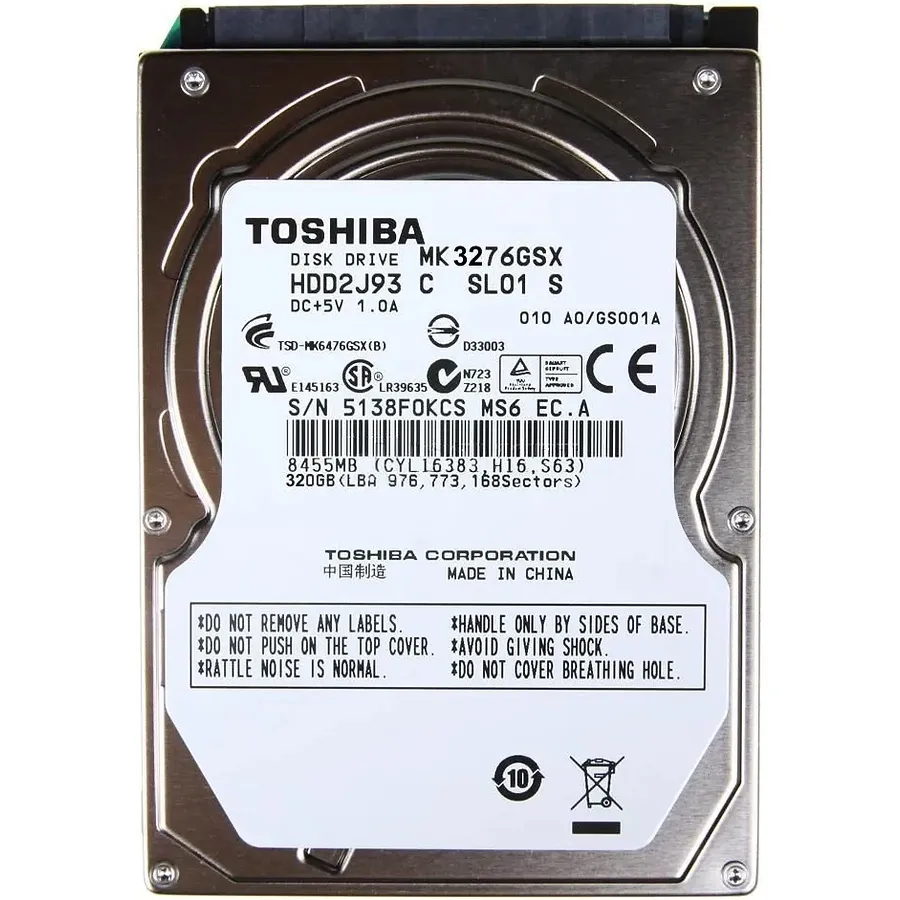 Накопичувач HDD 2.5" SATA 320GB Toshiba 5400rpm 8MB (MK3276GSX) гар. 12 мiс. Refurbished - мініатюра 2