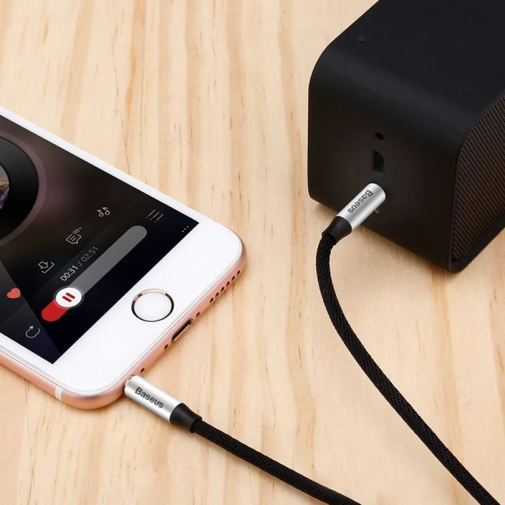 Аудіо-кабель Baseus (CAM30-CS1) Yiven M30 3.5мм-M/3.5 мм-M, 1.5м, Silver/Black - мініатюра 3