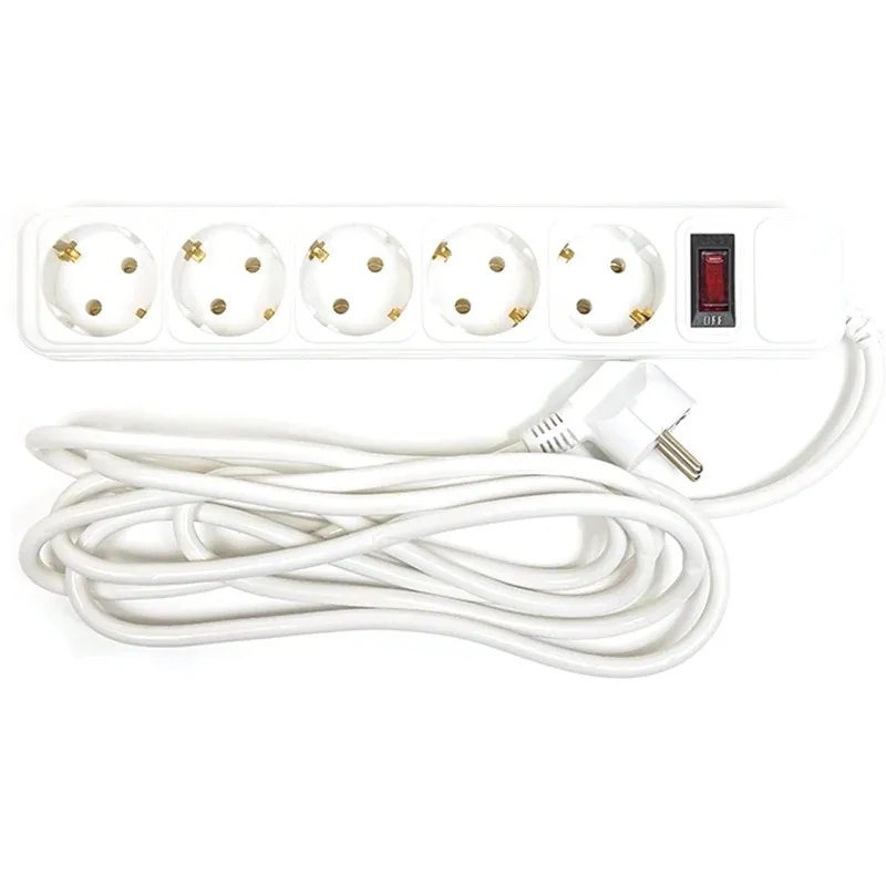 Фільтр живлення PowerPlant JY-1056/3 (PPSA10M30S5) 5 розеток, 3 м, білий пакет - мініатюра 2