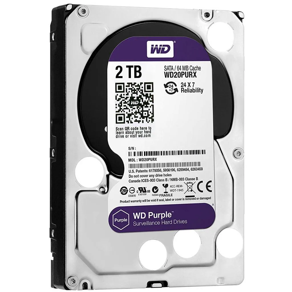 Накопичувач HDD SATA 2.0TB WD Purple 5400rpm 64MB (WD20PURZ) - мініатюра 2