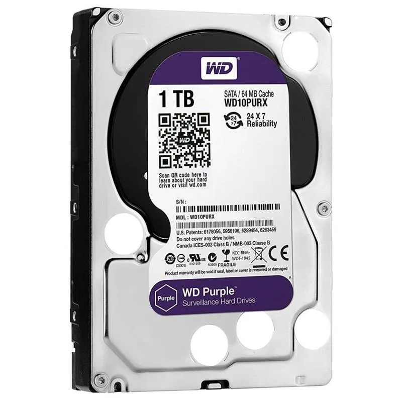Накопичувач HDD SATA 1.0TB WD Purple 5400rpm 64MB (WD10PURZ) - зображення 1