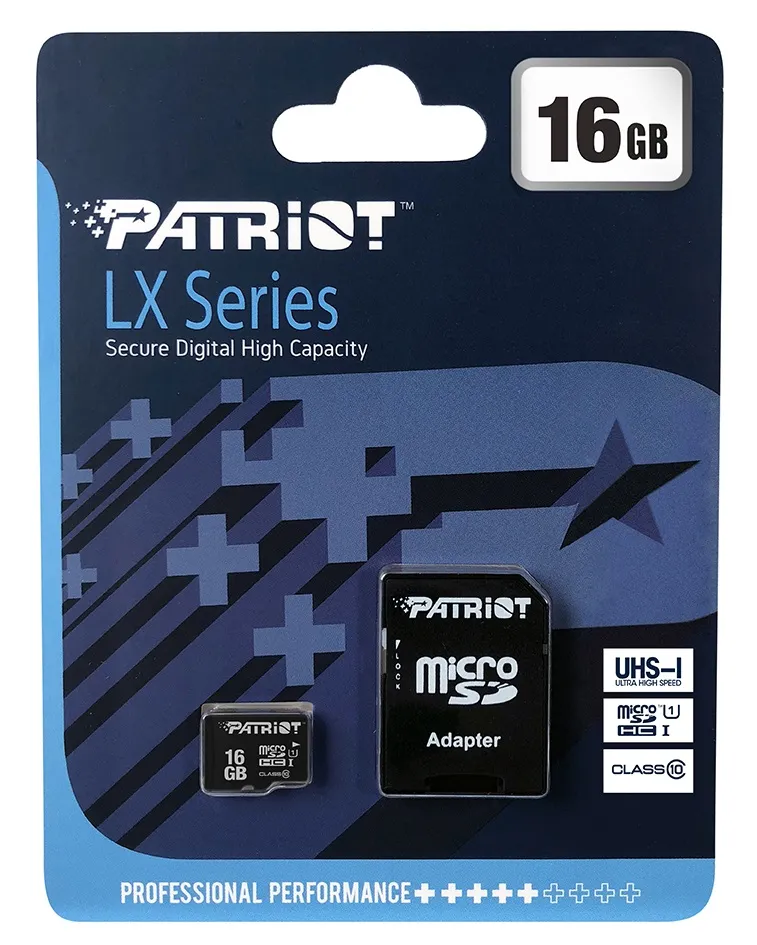 Карта пам`ятi MicroSDHC 16GB UHS-I Class 10 Patriot LX + SD-adapter (PSF16GMCSDHC10) - зображення 1
