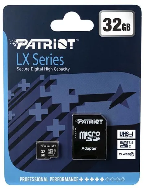 Карта пам`яті  MicroSDHC  32GB UHS-I Class 10 Patriot LX + SD-adapter (PSF32GMCSDHC10) - мініатюра 2