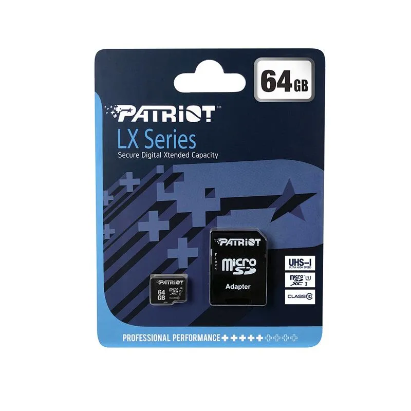 Карта пам`ятi MicroSDXC 64GB UHS-I Class 10 Patriot LX + SD-adapter (PSF64GMCSDXC10) - мініатюра 3
