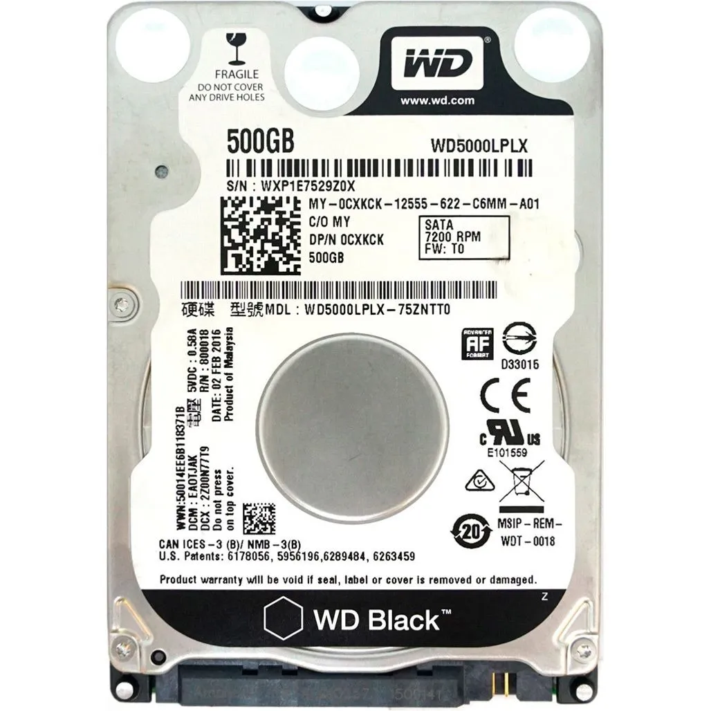 Накопичувач HDD 2.5" SATA 500GB WD Black 7200rpm 32MB (WD5000LPLX) Ref - зображення 1